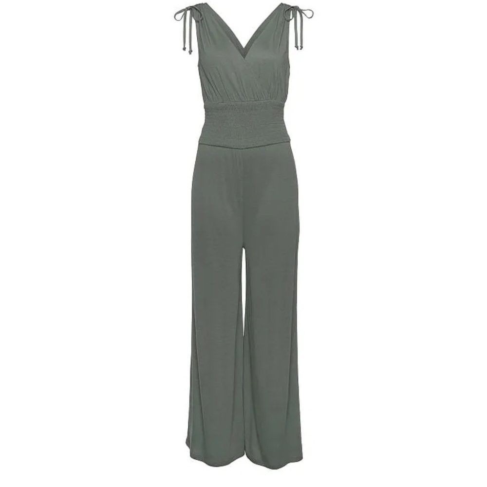 Army Green Tie Shoulder Jumpsuit / Palazzo